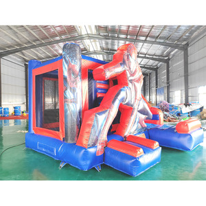 Château gonflable commercial en PVC avec toboggan, pour usage humide et sec, thème super-héros, portable, garantie 3 ans - Product Image 5