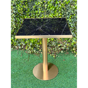 Base dorée Forme carrée Dessus <span class=keywords><strong>Table</strong></span> blanche Marbre Restaurant - Product Image 3