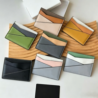 Portefeuille minimaliste en cuir véritable BEST Slim avec blocage RFID pour cartes de crédit et d'identité, porte-passeport, avec logo métallique