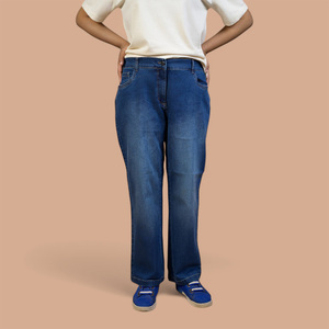 Proveedor de Fábrica al por Mayor, Pantalones Vaqueros para Mujer con Logotipo Personalizado, Cintura Alta, Corte Ajustado, Tela Elástica, Pantalones Vaqueros de Color Sólido para Dama - Product Image 3