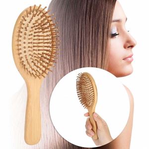 Brosse à cheveux en bambou pour cheveux longs, épais, bouclés, ondulés, secs ou abîmés, peignes en bambou pour cheveux réduisant la casse des cheveux - Product Image 6