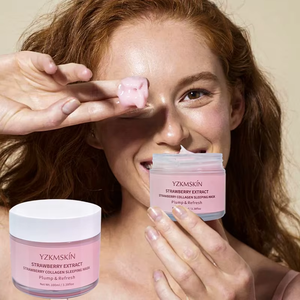 OEM ODM Mascarillas faciales <span class=keywords><strong>para</strong></span> el cuidado de <span class=keywords><strong>la</strong></span> <span class=keywords><strong>piel</strong></span> Extracto de fresa Hidratante Ácido hialurónico Vegano Natural Antienvejecimiento Mascarilla <span class=keywords><strong>para</strong></span> dormir de colágeno - Product Image 4