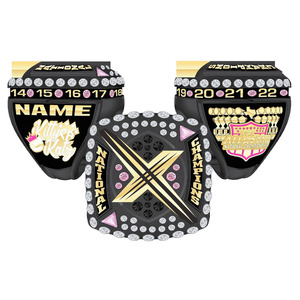 Anillos de campeonato deportivos de metal esmaltados dorados y plateados con logotipo personalizado - Product Image 1