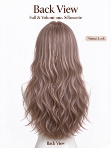 Peluca de Fibra con Reflejos Rubios Marrones, Larga y Ondulada, Sintética, con Línea de Cabello Natural, Suave y Voluminosa para Uso Diario - Product Image 5