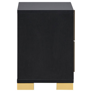 Jeremiah <b>Black</b> 2-<b>drawer</b> Nightstand Modern <b>Storage</b> <b>Drawer</b> Cabinet Bedroom Furniture - Product Image 5