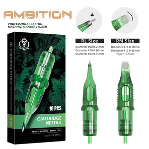 Aiguilles de cartouche de tatouage jetables Ambition <span class=keywords><strong>TREX</strong></span> Vert 10 pièces/boîte 1RL 3RL 5RL 7RL 9RL 11RL 14RL 5RM 7RM 9RM 11RM 13RM 15RM RL RM - Product Image 2
