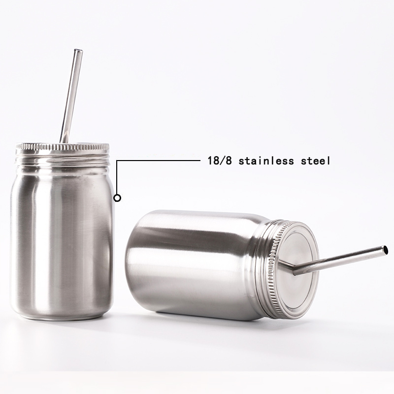 En Acier inoxydable 12 oz Mason Jar Gobelet Avec Couvercle De Paille