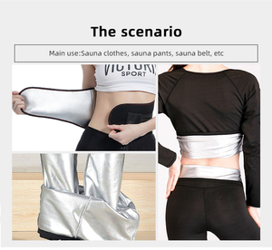 Tùy Chỉnh Sữa Lụa Laminate PU Bạc Phim Không Thấm Nước Nhanh Chóng Nhiệt Lưu Trữ Đàn Hồi Hình Dạng Giảm Béo Spandex Tắm Hơi Phù Hợp Với Vải - Product Image 3