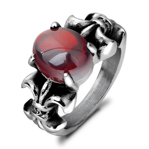 Bague en argent sterling 925 en forme de fleur avec pierre rouge, bijoux pour femmes, cadeau - Product Image 1