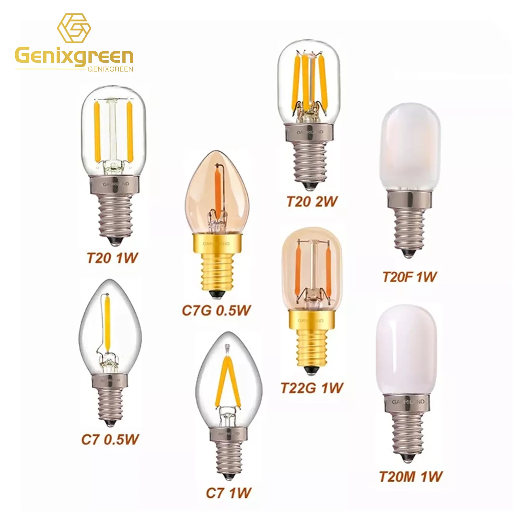 الصمام مصباح قابلة للتعتيم E12 110V 0.5W 1W 2W Led مصباح LED خيوط ضوء الليل الثريا LED اديسون المصابيح C7 T20 T22