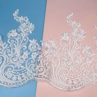 Bordure en dentelle florale brodée de 32 cm pour robes de mariée DIY, textiles de maison, literie et vêtements pour enfants