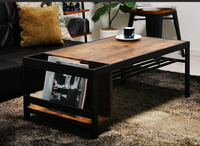 Table basse rectangulaire avec pied en métal table basse avec espace de rangement pour mobilier de salon table à thé