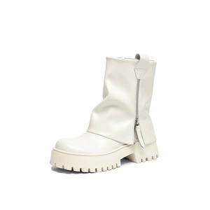 Zapato Artesanal de Una Sola Pieza con Hebilla Grande, Estilo Retro, Tacón Redondo, Cuero Genuino, Suela Suave, Impermeable y Antideslizante - Product Image 2