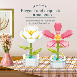 Micro juego de bloques de construcción para niñas, <span class=keywords><strong>Mini</strong></span> bloques de construcción de jardín con flores elegantes, juguetes para niñas, regalos - Product Image 5