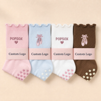 POPSOX Chaussettes de Pilates personnalisées à volants, antidérapantes, sans couture, pour studio, yoga, barre, vente en gros