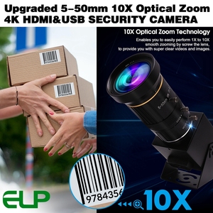 Elp 4K 60fps máy ảnh HDMI USB đồng thời sống streaming PC Webcam Zoom Hướng dẫn tập trung công nghiệp USB3.0 máy ảnh với 5-50mm Ống kính - Product Image 3