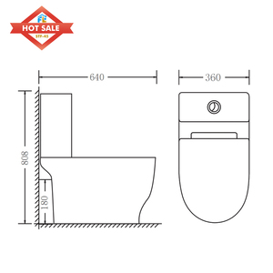 Modernes Hotel- und Heim-Badezimmer P-Trap Randloses Spül-<span class=keywords><strong>WC</strong></span> mit Standfuß Zweiteilige Keramik-Toilette für Waschräume und Krankenhäuser - Product Image 5