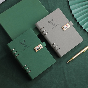 Carnet à spirale A5 avec boucle en U, papier Daolin, reliure 6 trous, fermoir métallique, journal cadeau, usage bureautique et professionnel - Product Image 4