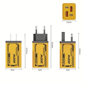 Best Selling US/EU/UK <b>Socket</b> 200W <b>Wall</b> Charger QC3.0 Fast Charging <b>USB</b>+Type C Charger for Mobile Phones - Product Image 3