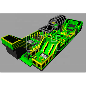 Thiết kế mới phổ biến ngoài trời lớn Inflatable vui vẻ thành phố Chủ Đề Công viên giải trí nhảy Bouncer lâu đài trượt khóa học trở ngại PVC - Product Image 1