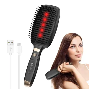 Logo marca LED láser eléctrico crecimiento del cabello terapia cuero cabelludo masajeador cepillo peine para el crecimiento efectivo del cabello