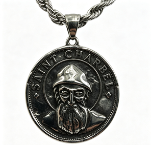 Collar con Colgante de Medallón de la Sainte <span class=keywords><strong>Chapelle</strong></span> Chapado en Oro de Doble Cara, Cadena de Acero Inoxidable, Regalo Cristiano Vintage - Product Image 4