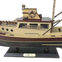 Bateau de Chasse au Requin Orca en Bois de 37 cm, Modèle inspiré du film 'Jaws' de Steven Spielberg, Décoration Nautique Rustique et Antique, Vente en Gros