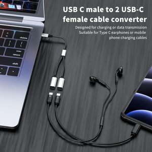 2-Trong 1 <span class=keywords><strong>USB</strong></span> C Hub Phần Mở Rộng 2-Cổng Loại C Cáp Splitter OTG Chuyển Adapter Cho PC Máy Tính Xách Tay PVC Máy Chiếu Microphone Loa - Product Image 4