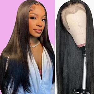 Perruque de mode transfrontalière nouvelle génération, style européen et américain, <span class=keywords><strong>cheveux</strong></span> raides <span class=keywords><strong>mi</strong></span>-longs, très prisée en Afrique, avec petite dentelle frontale transparente - Product Image 4