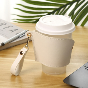 Funda creativa desmontable de cuero PU para bebidas/té con leche, estilo japonés y coreano, simple y portátil, para llevar en la mano. - Product Image 1