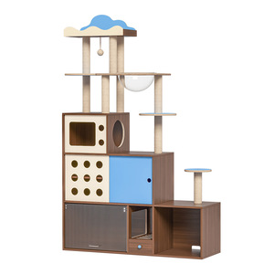 Cloud <b>Cat</b> Climbing Tree 4 Levels Solid Wood Multilayer Board Large Space Storage Cabinet For Living Room Pet Furniture - Product Image 5