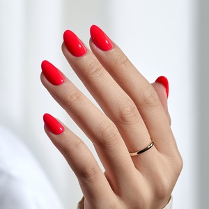 Faux ongles à presser BTArtbox courts ovales en gel, vente en gros, faux ongles de haute qualité, couleur unie, gel souple, ongles à presser rouges pour Halloween - Product Image 1