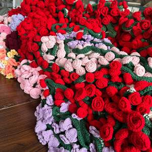 DaiRui Couverture à fleurs roses douces Wrap tricoté à la main Design muguet prêt à expédier Jeté de style bouquet - Product Image 2