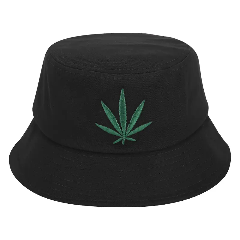 Wholesale custom logo pattern outdoor leisure leaf reversible weed bucket hats