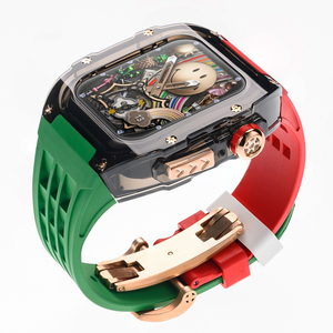 Producto Popular: <span class=keywords><strong>Correa</strong></span> de Reloj de Fluororubber con Hebilla de Acero Inoxidable y Caja <span class=keywords><strong>Transparente</strong></span>, Transpirable, Apta para Correas de Reloj de 49mm, 44/45mm - Product Image 5