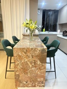 Đảo đá cẩm thạch đỏ, đá terrazzo thật, đá cẩm thạch, thiết kế mặt bàn đảo thác nước bằng đá cẩm thạch tùy chỉnh - Product Image 6