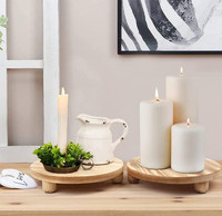 Support de pot de plante rond en bois massif poli, écologique, pour comptoir de cuisine, lot de 2, pour décoration intérieure