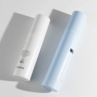 Flacon pompe sans air en AS dépoli de 15 ml, 30 ml, 50 ml pour sérum et lotion, estampage à chaud, logo personnalisé, emballage en gros