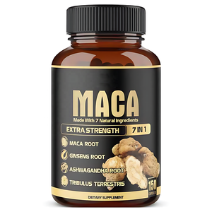 Capsules de poudre de racine de maca biologique, de ginseng et d'ashwagandha, marque privée OEM, booster d'énergie sportive, compléments alimentaires à base de plantes - Product Image 2