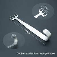 Écarteur chirurgical à double tête et quatre branches pour chirurgie mammaire / Écarteur à pointe arrondie de type râteau pour chirurgie esthétique 18cm