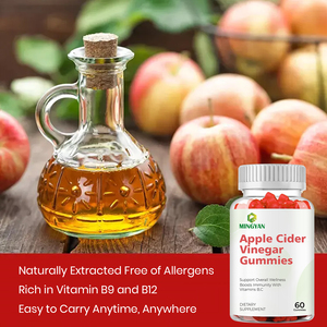 Gomitas de Vinagre de Sidra de Manzana a <span class=keywords><strong>Precio</strong></span> de Fábrica, 60 Unidades - Vitamina B9 y B12 para Apoyo Inmunológico y Energético, Veganas, Aptas para Keto, Sin Gluten - Product Image 2