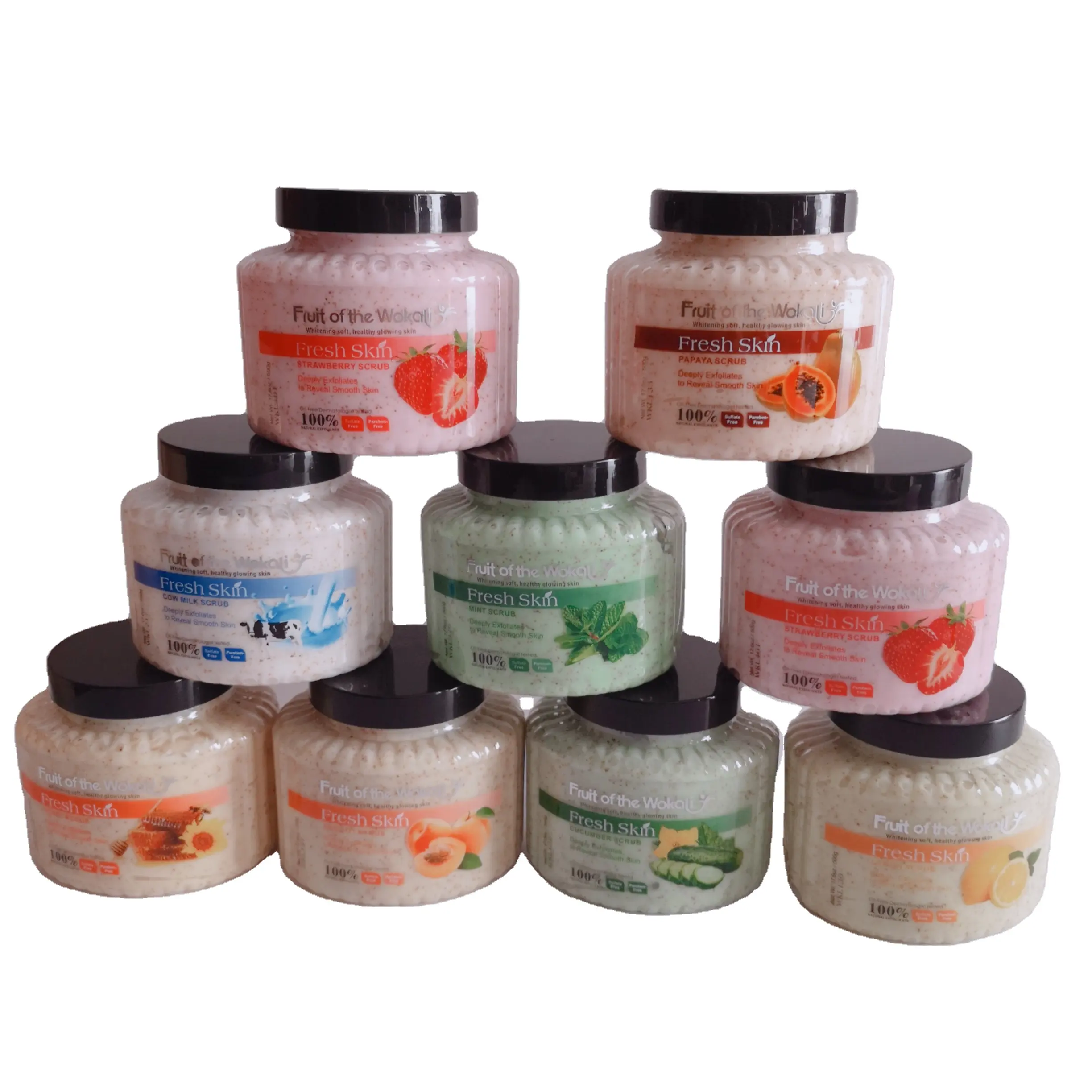 Wokali Scrub Tubuh 500ml, Scrub Wokali 100% Eksfoliasi alami mentimun, berbau baik