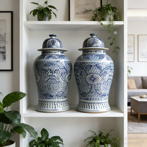 Pot <span class=keywords><strong>à</strong></span> gingembre en <span class=keywords><strong>porcelaine</strong></span> de Jingdezhen bleu et blanc peint <span class=keywords><strong>à</strong></span> la main de haute qualité, pot de temple en céramique pour la décoration intérieure - Product Image 1