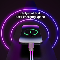 Cable USB-C LED RGB a USB-C de Carga Rápida 5A con Iluminación Táctil para iPhone 17 Pro Max, Computadora y Auriculares