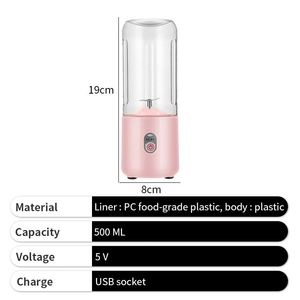 เครื่องคั้นน้ำผลไม้ขนาดเล็กอัจฉริยะ 500 มล. ชาร์จผ่าน USB แบบตั้งโต๊ะ พกพาสะดวก สำหรับผู้หญิง - Product Image 4
