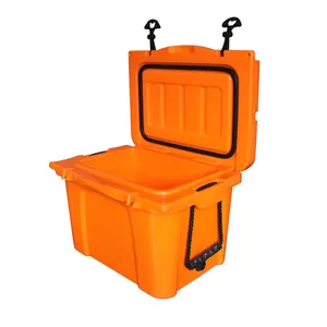 AMAZ0N Popular YETl venta al por mayor 25L rotomoldeado aislado LLDPE caja de refrigeración enfriador de plástico duro cofre de refrigeración de hielo personalizado para acampar