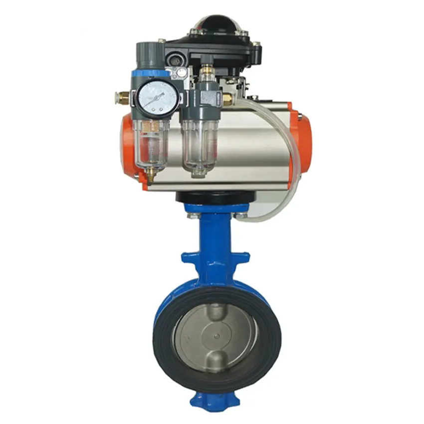 Single/Double Acting Ductile Iron Stainless steel PN16 Butterfly valve pneumatic valve actuator