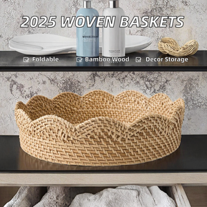 New Bamboo Foldable Woven <b>Baskets</b> <b>for</b> Storage and Decorative Use in <b>Bathroom</b> and Kitchen - Product Image 2