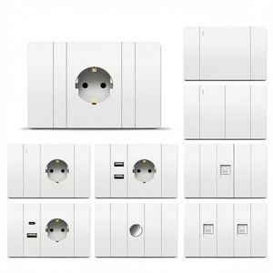 Interrupteur mural minimaliste avec ports USB, 10A, 2 interrupteurs, 2 prises, application Z-Wave EWeLink, matériau PC ignifuge - Product Image 1