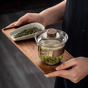 Cérémonie du thé Kung Fu Portable 200ml en verre borosilicaté gris clair <span class=keywords><strong>avec</strong></span> <span class=keywords><strong>couvercle</strong></span> de <span class=keywords><strong>filtre</strong></span> résistant <span class=keywords><strong>à</strong></span> la chaleur poignée en bois <span class=keywords><strong>tasse</strong></span> <span class=keywords><strong>à</strong></span> thé - Product Image 1